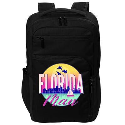 Retro Florida Man Miama Skyline with Fighter Jets Impact Tech Backpack