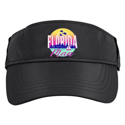Retro Florida Man Miama Skyline with Fighter Jets Adult Drive Performance Visor