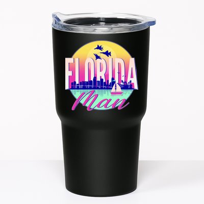 Retro Florida Man Miama Skyline with Fighter Jets Tumbler