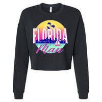Retro Florida Man Miama Skyline with Fighter Jets Cropped Pullover Crew