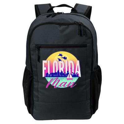 Retro Florida Man Miama Skyline with Fighter Jets Daily Commute Backpack