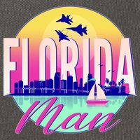 Retro Florida Man Miama Skyline with Fighter Jets Cotton Canvas Backpack