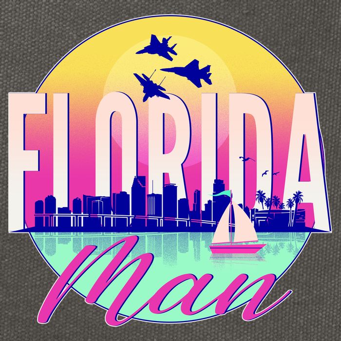 Retro Florida Man Miama Skyline with Fighter Jets Cotton Canvas Backpack