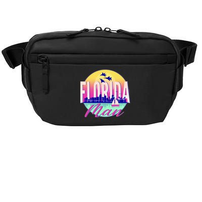 Retro Florida Man Miama Skyline with Fighter Jets Crossbody Pack