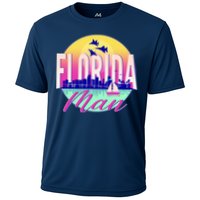 Retro Florida Man Miama Skyline with Fighter Jets Performance Shirt