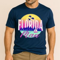 Retro Florida Man Miama Skyline with Fighter Jets Performance Shirt