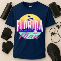 Retro Florida Man Miama Skyline with Fighter Jets Performance Shirt
