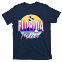 Retro Florida Man Miama Skyline with Fighter Jets T-Shirt