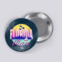 Retro Florida Man Miama Skyline with Fighter Jets Button