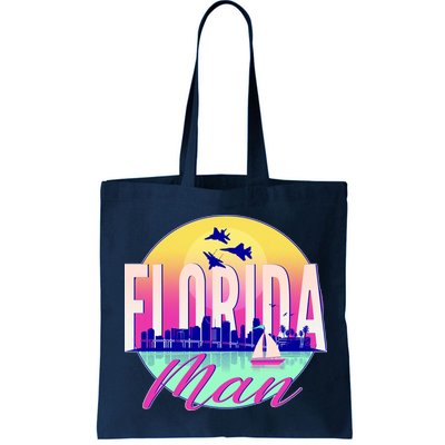 Retro Florida Man Miama Skyline with Fighter Jets Bag