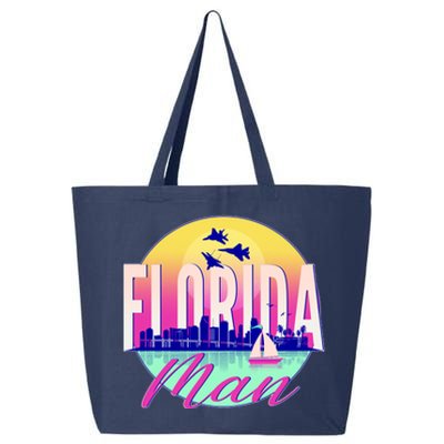 Retro Florida Man Miama Skyline with Fighter Jets 25L Jumbo Tote