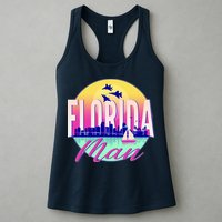 Retro Florida Man Miama Skyline with Fighter Jets Womens Tank Top