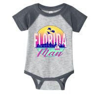 Retro Florida Man Miama Skyline with Fighter Jets Infant Baby Jersey Bodysuit