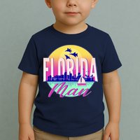 Retro Florida Man Miama Skyline with Fighter Jets Toddler T-Shirt