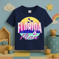 Retro Florida Man Miama Skyline with Fighter Jets Toddler T-Shirt
