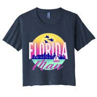 Retro Florida Man Miama Skyline with Fighter Jets Crop Top