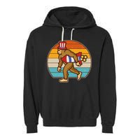 Retro Fourth 4th of July Firecracker Rocket Bigfoot Garment-Dyed Fleece Hoodie
