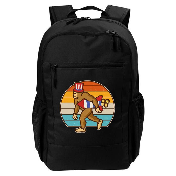 Retro Fourth 4th of July Firecracker Rocket Bigfoot Daily Commute Backpack
