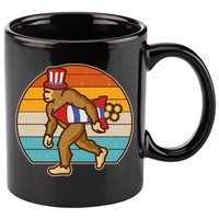 Retro Fourth 4th of July Firecracker Rocket Bigfoot 11oz C Handle Ceramic Mug