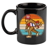 Retro Fourth 4th of July Firecracker Rocket Bigfoot 11oz C Handle Ceramic Mug
