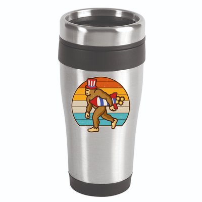 Retro Fourth 4th of July Firecracker Rocket Bigfoot 16oz Travel Tumbler