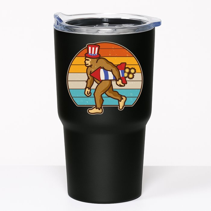 Retro Fourth 4th of July Firecracker Rocket Bigfoot Tumbler