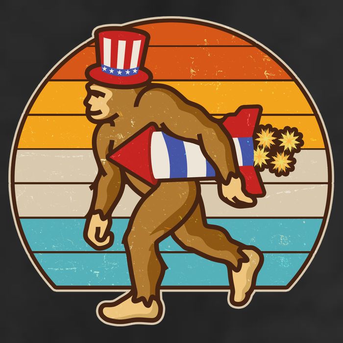 Retro Fourth 4th of July Firecracker Rocket Bigfoot Microfiber Hand Towel