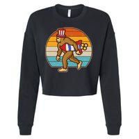 Retro Fourth 4th of July Firecracker Rocket Bigfoot Cropped Pullover Crew