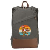 Retro Fourth 4th of July Firecracker Rocket Bigfoot Cotton Canvas Backpack