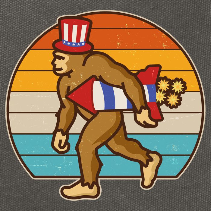 Retro Fourth 4th of July Firecracker Rocket Bigfoot Cotton Canvas Backpack