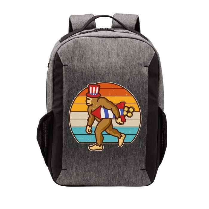 Retro Fourth 4th of July Firecracker Rocket Bigfoot Vector Backpack