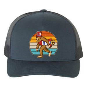 Retro Fourth 4th of July Firecracker Rocket Bigfoot Yupoong Adult 5-Panel Trucker Hat