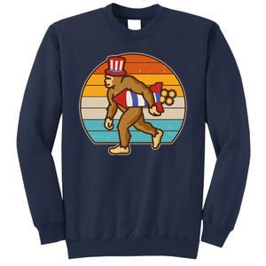 Retro Fourth 4th of July Firecracker Rocket Bigfoot Sweatshirt