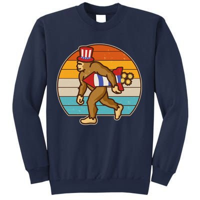 Retro Fourth 4th of July Firecracker Rocket Bigfoot Sweatshirt
