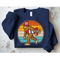 Retro Fourth 4th of July Firecracker Rocket Bigfoot Sweatshirt