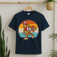 Retro Fourth 4th of July Firecracker Rocket Bigfoot T-Shirt