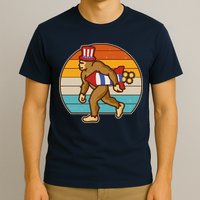 Retro Fourth 4th of July Firecracker Rocket Bigfoot T-Shirt