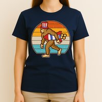 Retro Fourth 4th of July Firecracker Rocket Bigfoot T-Shirt