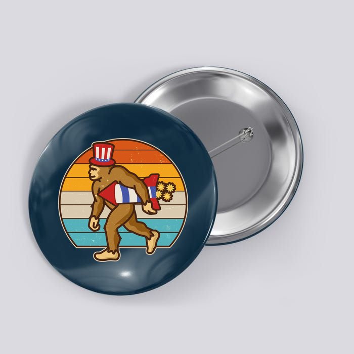 Retro Fourth 4th of July Firecracker Rocket Bigfoot Button