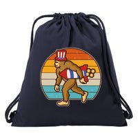 Retro Fourth 4th of July Firecracker Rocket Bigfoot Drawstring Bag