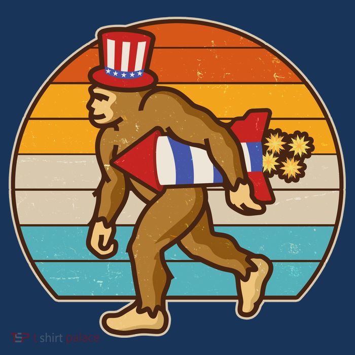 Retro Fourth 4th of July Firecracker Rocket Bigfoot Sustainable Beanie