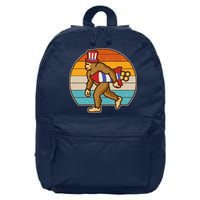 Retro Fourth 4th of July Firecracker Rocket Bigfoot 16 in Basic Backpack
