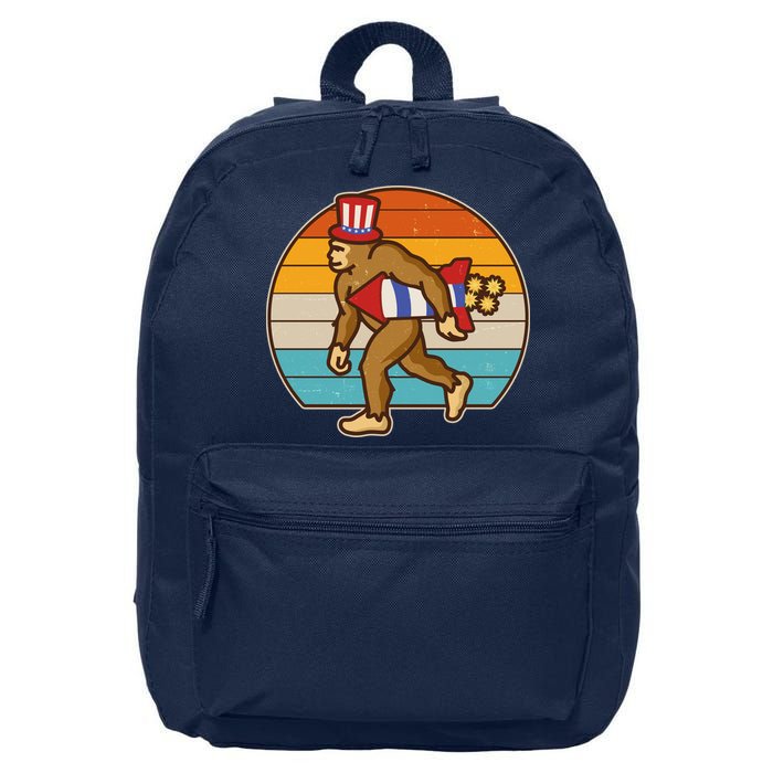 Retro Fourth 4th of July Firecracker Rocket Bigfoot 16 in Basic Backpack