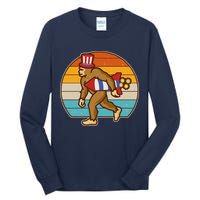 Retro Fourth 4th of July Firecracker Rocket Bigfoot Tall Long Sleeve T-Shirt