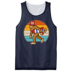 Retro Fourth 4th of July Firecracker Rocket Bigfoot Mesh Reversible Basketball Jersey Tank