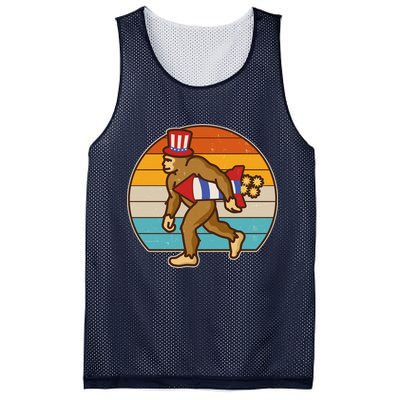 Retro Fourth 4th of July Firecracker Rocket Bigfoot Mesh Reversible Basketball Jersey Tank