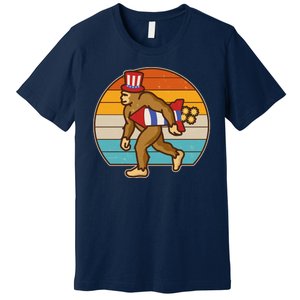 Retro Fourth 4th of July Firecracker Rocket Bigfoot Premium T-Shirt