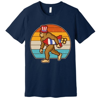Retro Fourth 4th of July Firecracker Rocket Bigfoot Premium T-Shirt