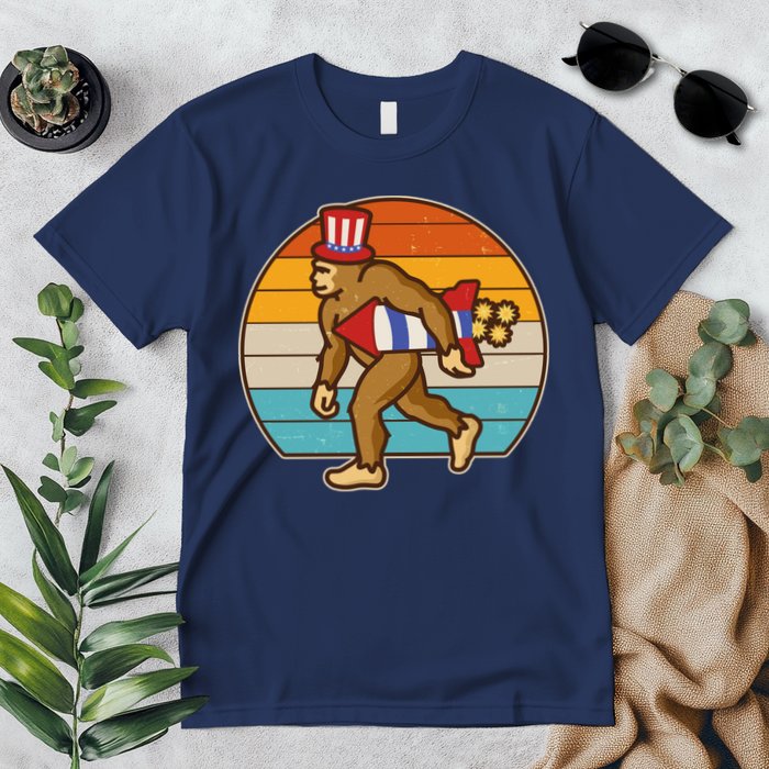 Retro Fourth 4th of July Firecracker Rocket Bigfoot Premium T-Shirt