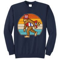 Retro Fourth 4th of July Firecracker Rocket Bigfoot Tall Sweatshirt